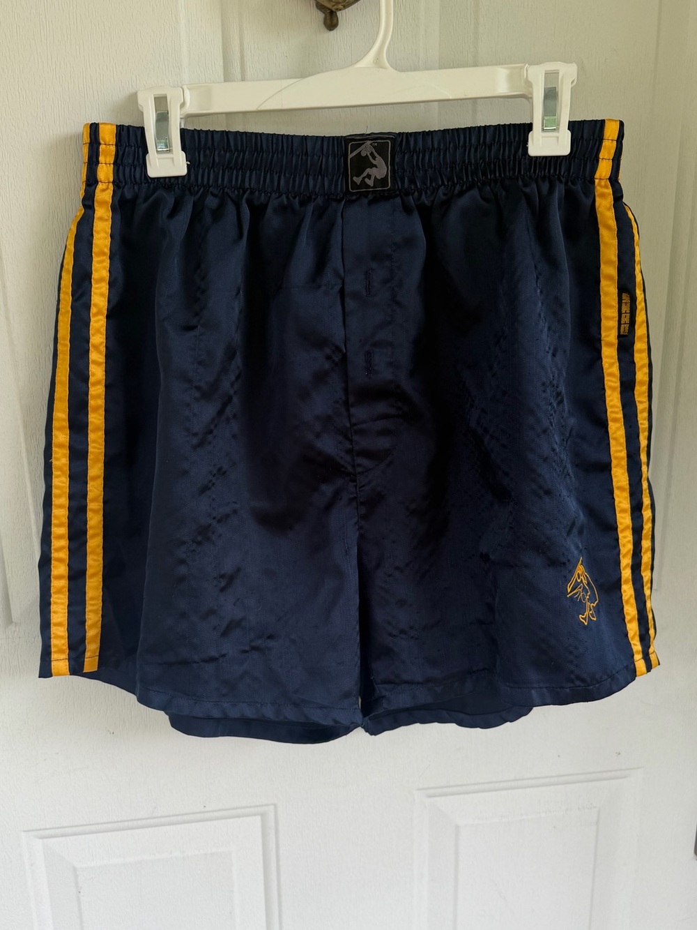 Vintage SHAQ Dunkman Navy Gold Basketball Shorts Y2K Baggy Athletic size large